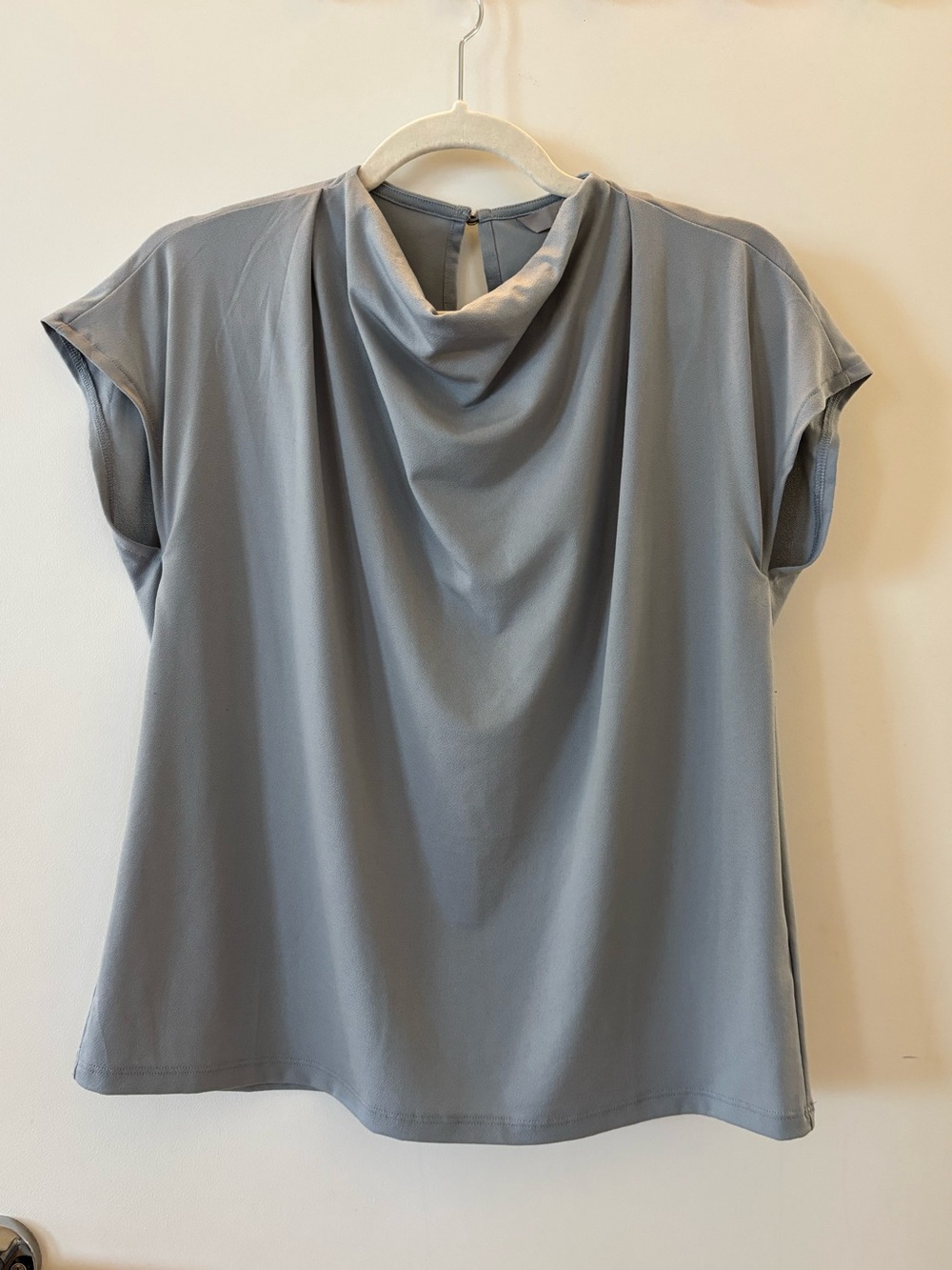 H&M Draped Neck Cap-Sleeve Top - Light Gray - Picture 1 of 4